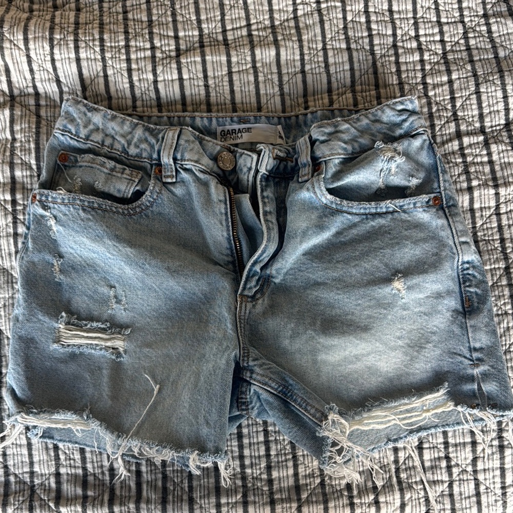 Garage Blue Distressed Jean Shorts